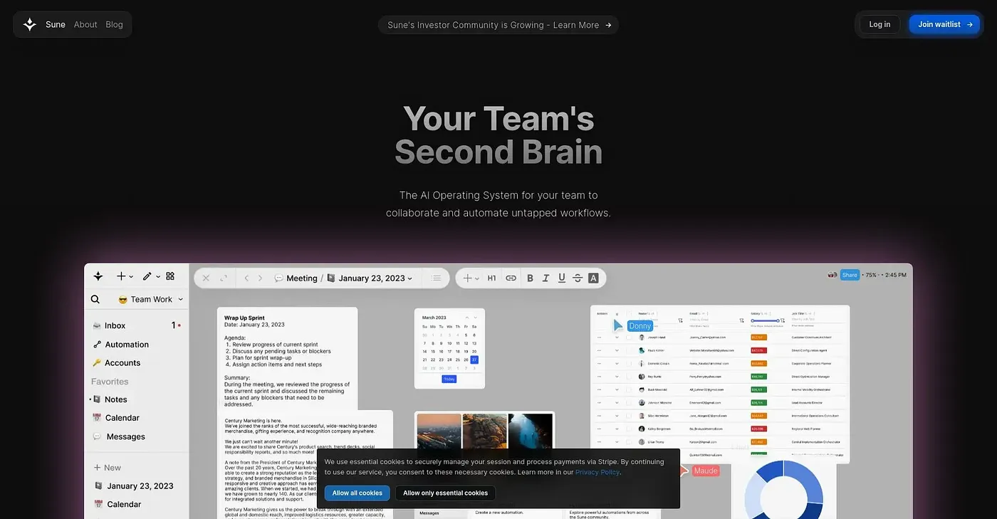 Screenshot of Sune AI