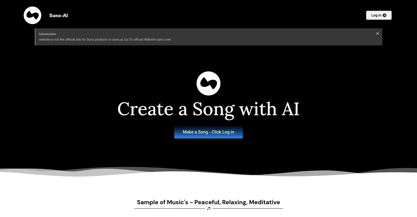 Screenshot of Suno AI
