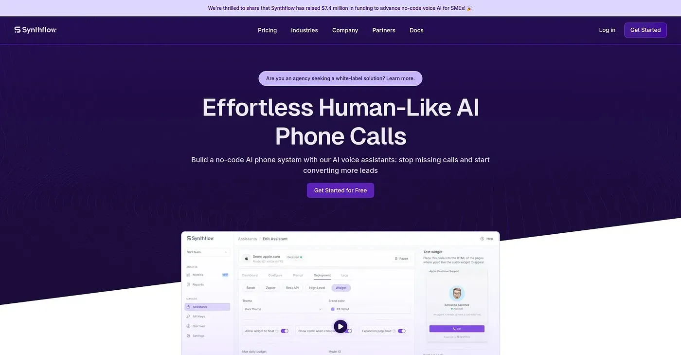 Screenshot of Synthflow AI