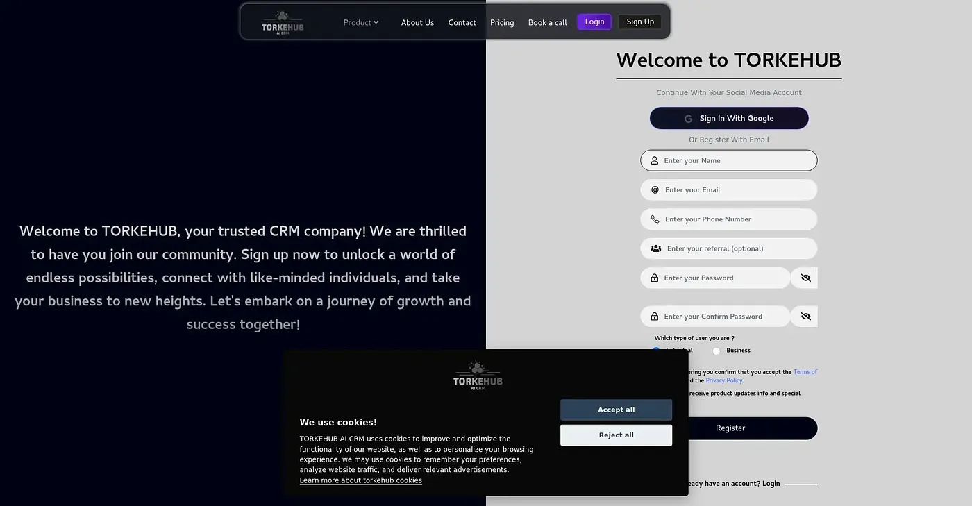 Screenshot of TORKEHUB