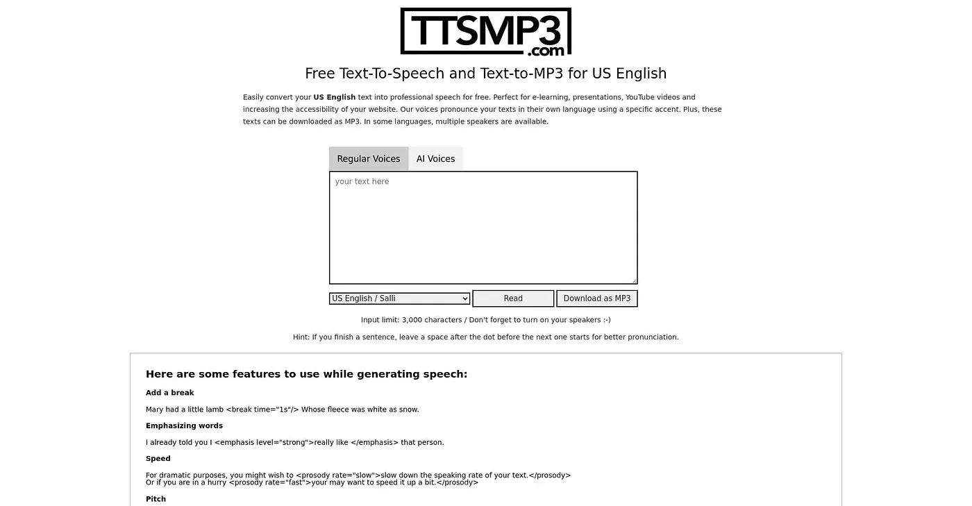 Screenshot of TTSMP3