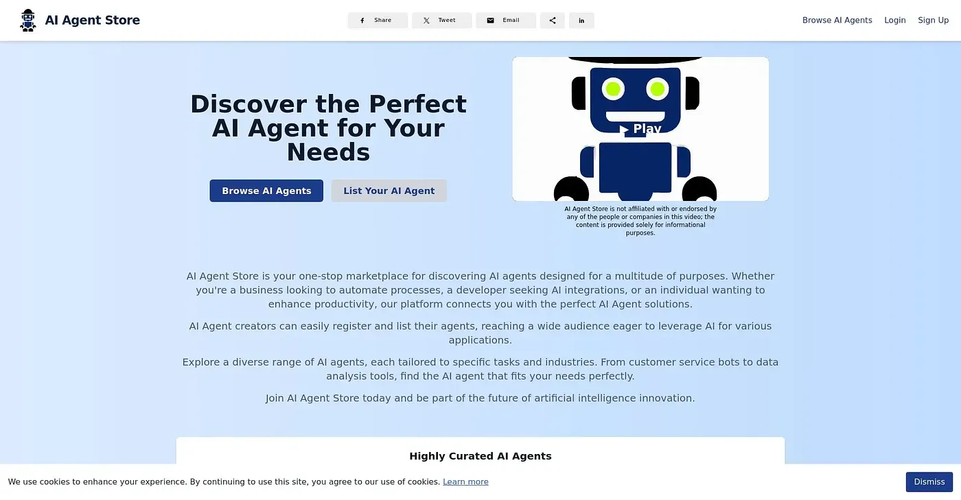 Screenshot of AI Agent Store