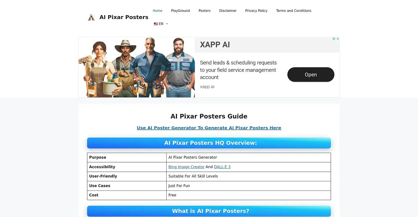 Screenshot of Aipixar Posters