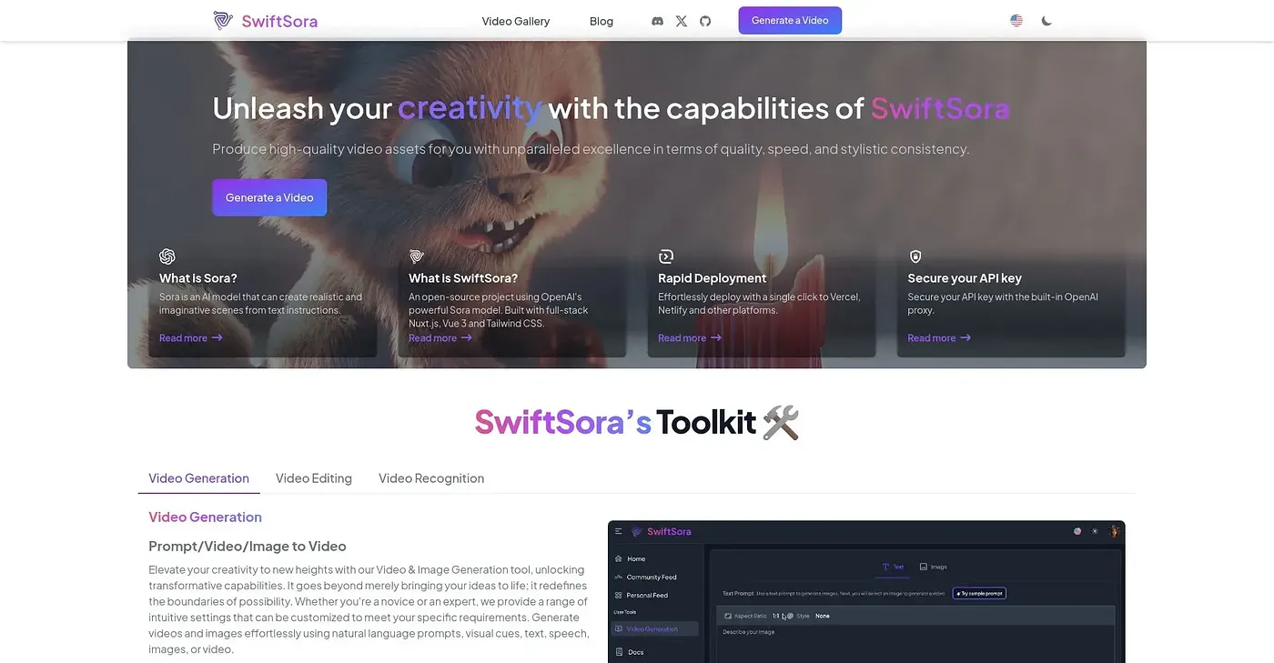 Screenshot of SwiftSora