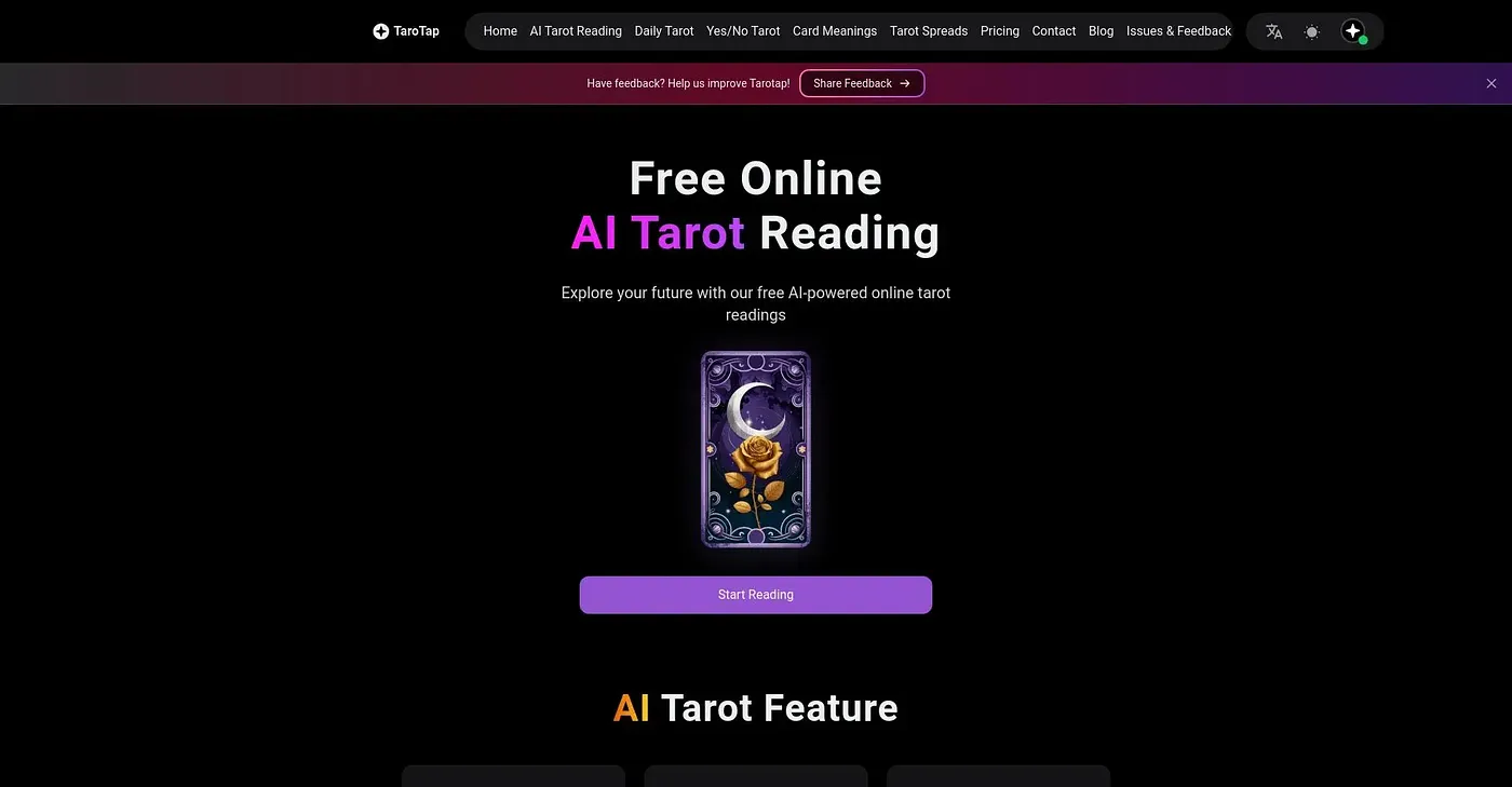 Screenshot of Tarotap