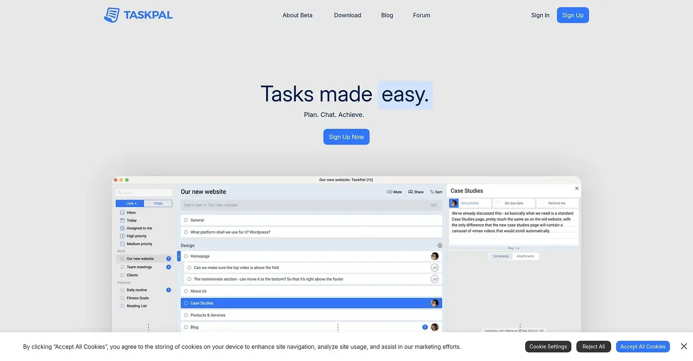 Screenshot of TaskPal