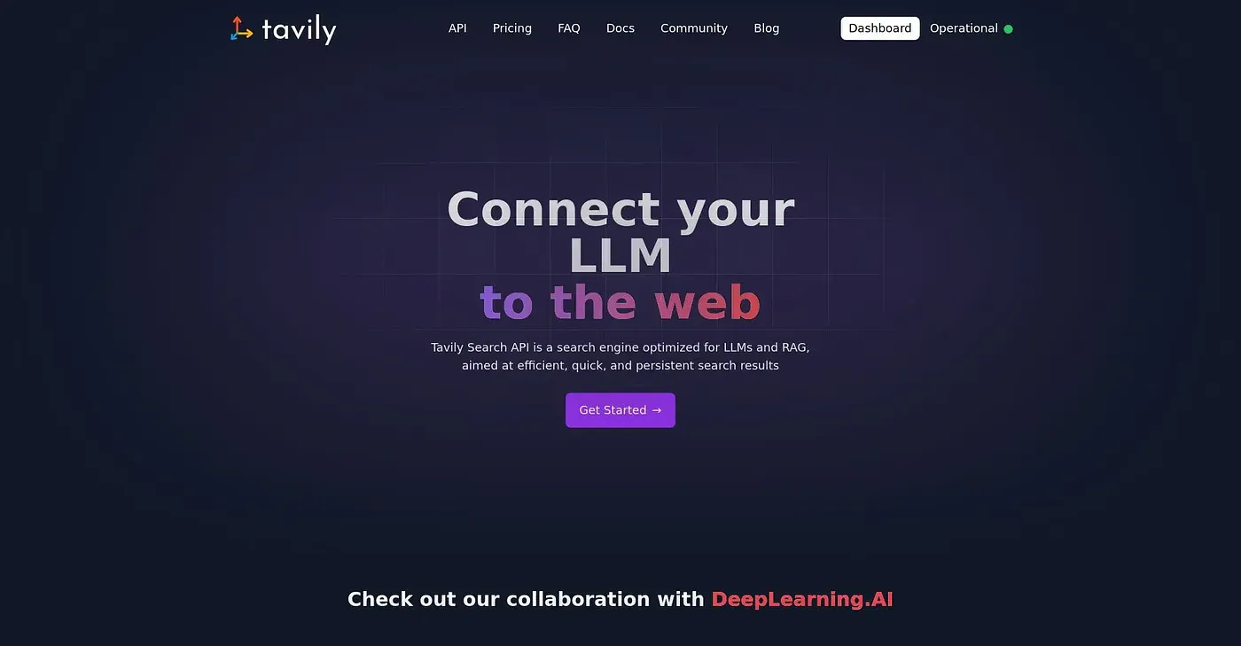 Screenshot of Tavily