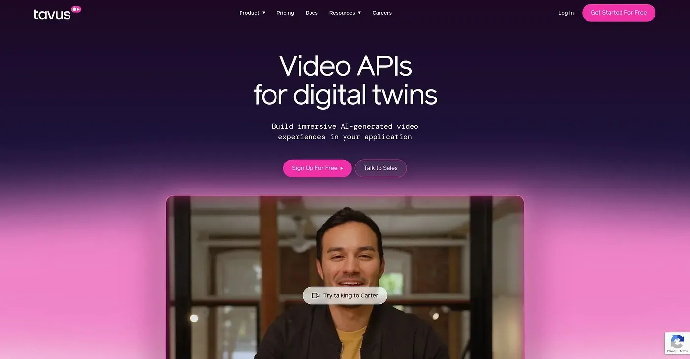 Screenshot of Tavus