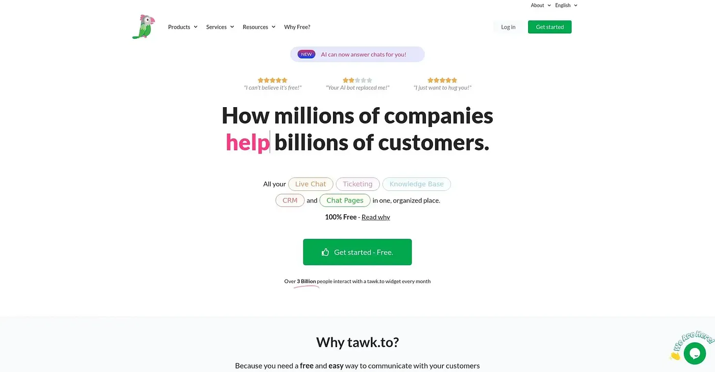 Screenshot of Tawk.to
