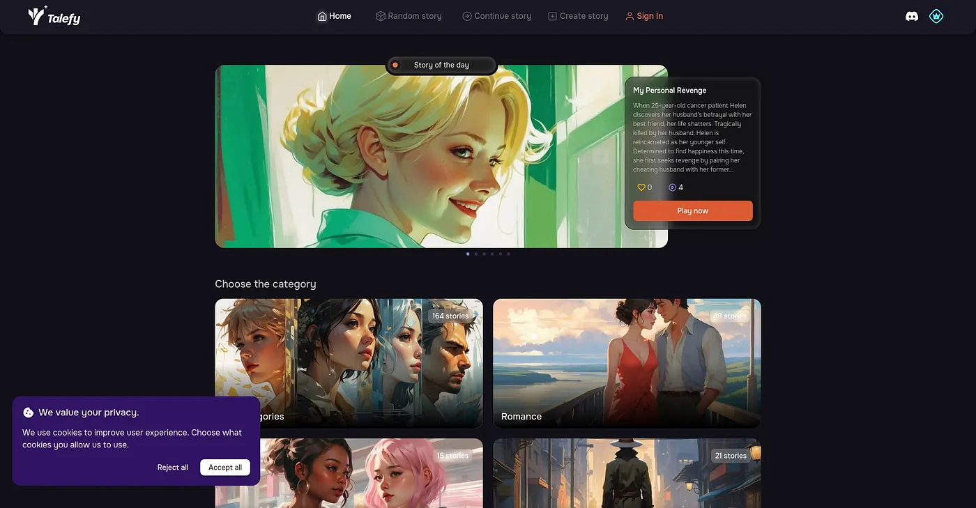 Screenshot of Talefy