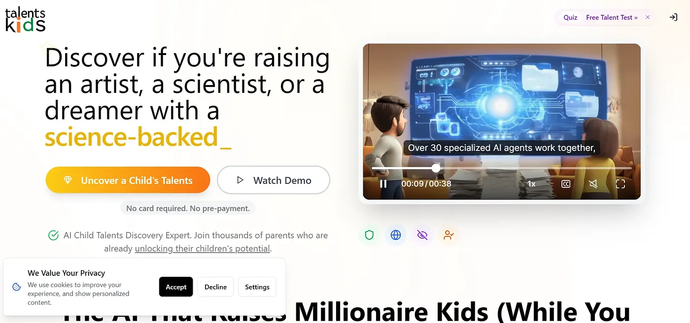 Screenshot of Talents Kids