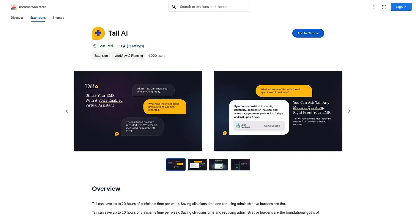 Screenshot of Tali AI - Chrome Extension