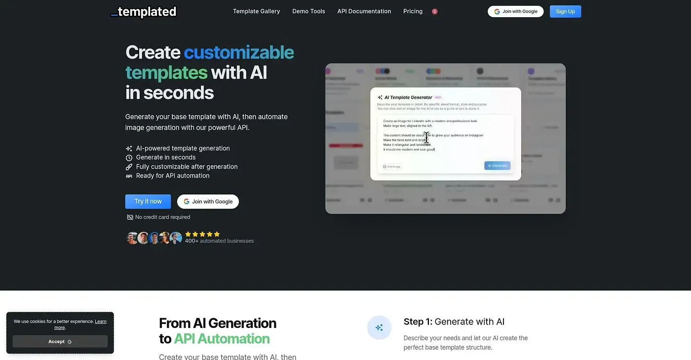 Screenshot of Template Generator