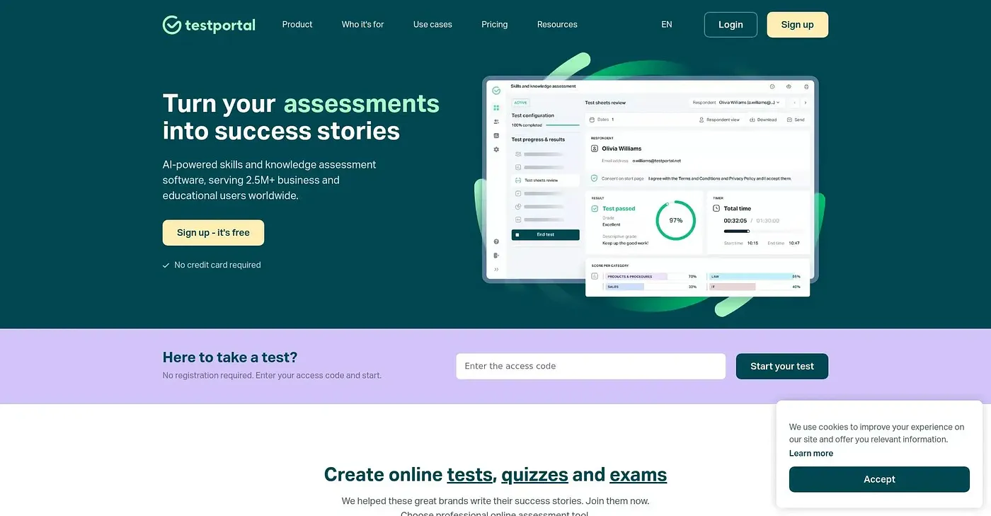 Screenshot of Testportal