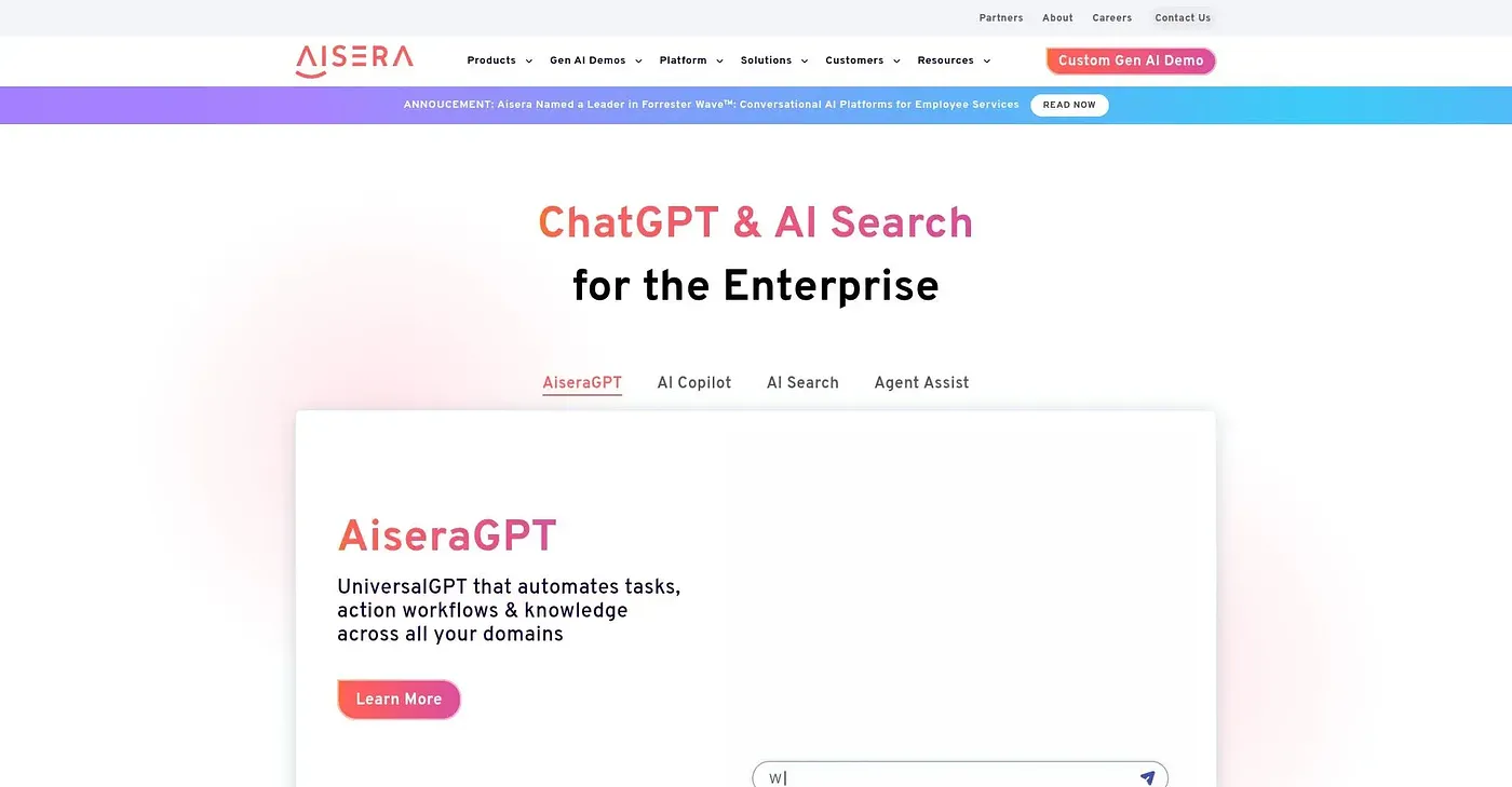 Screenshot of Aisera
