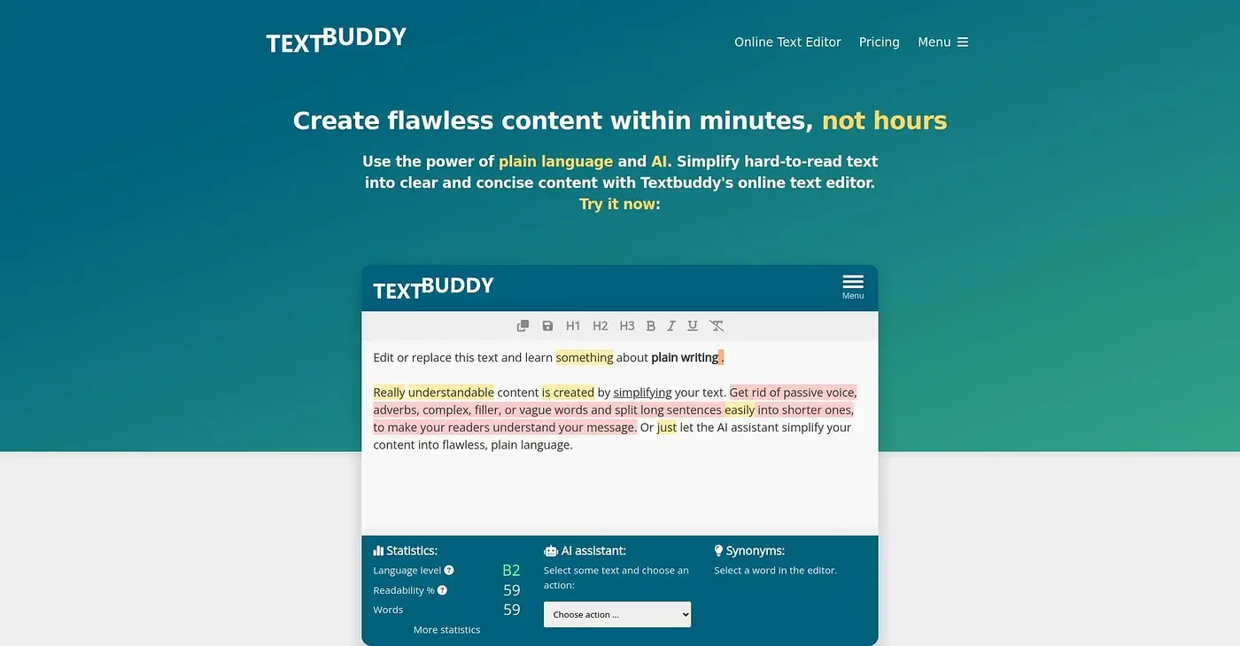Screenshot of Text Buddy