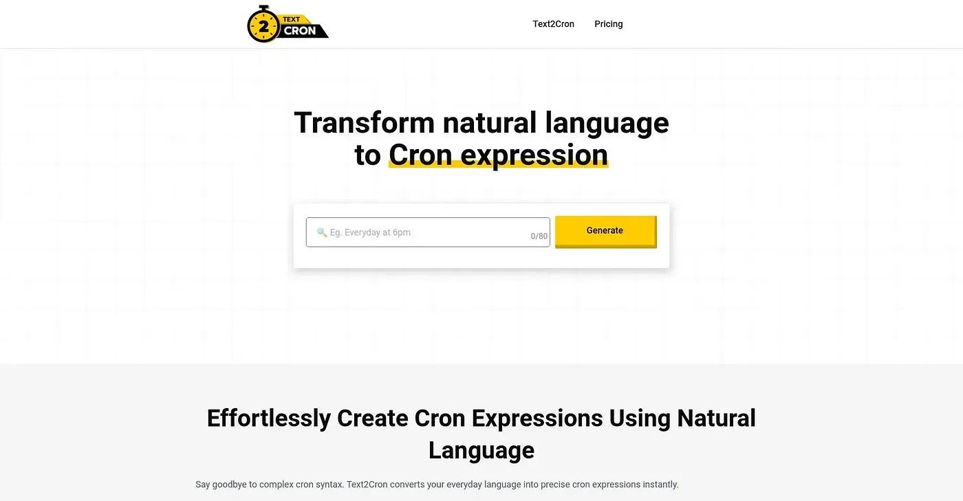 Screenshot of Text2Cron