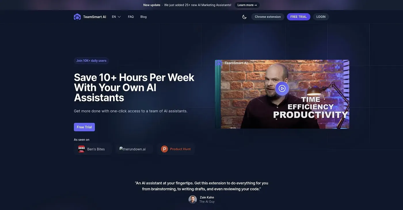 Screenshot of TeamSmart AI Chrome Extension