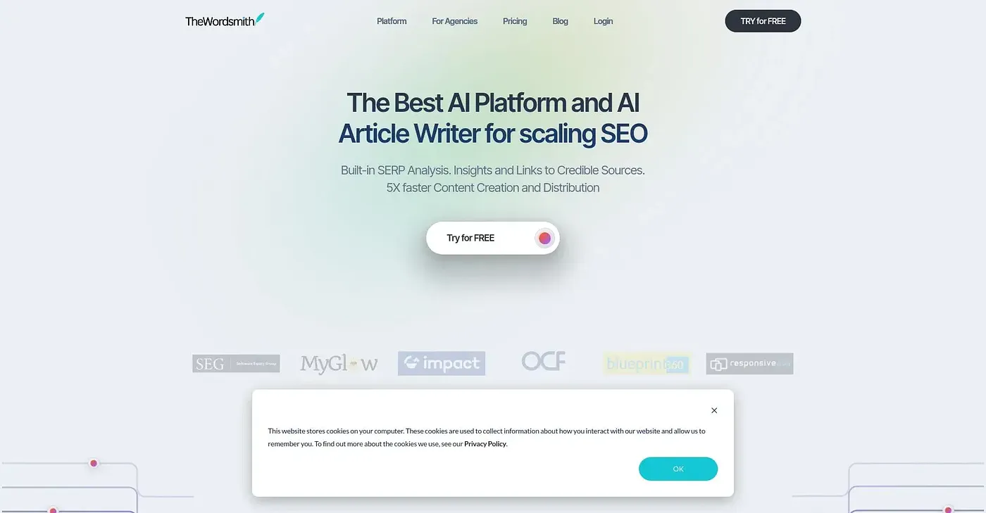 Screenshot of The Wordsmith AI