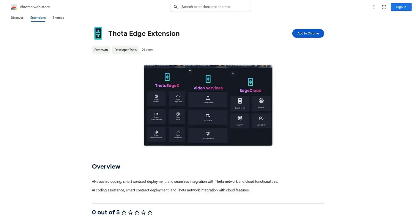 Screenshot of Theta Edge Extension Chrome Extension
