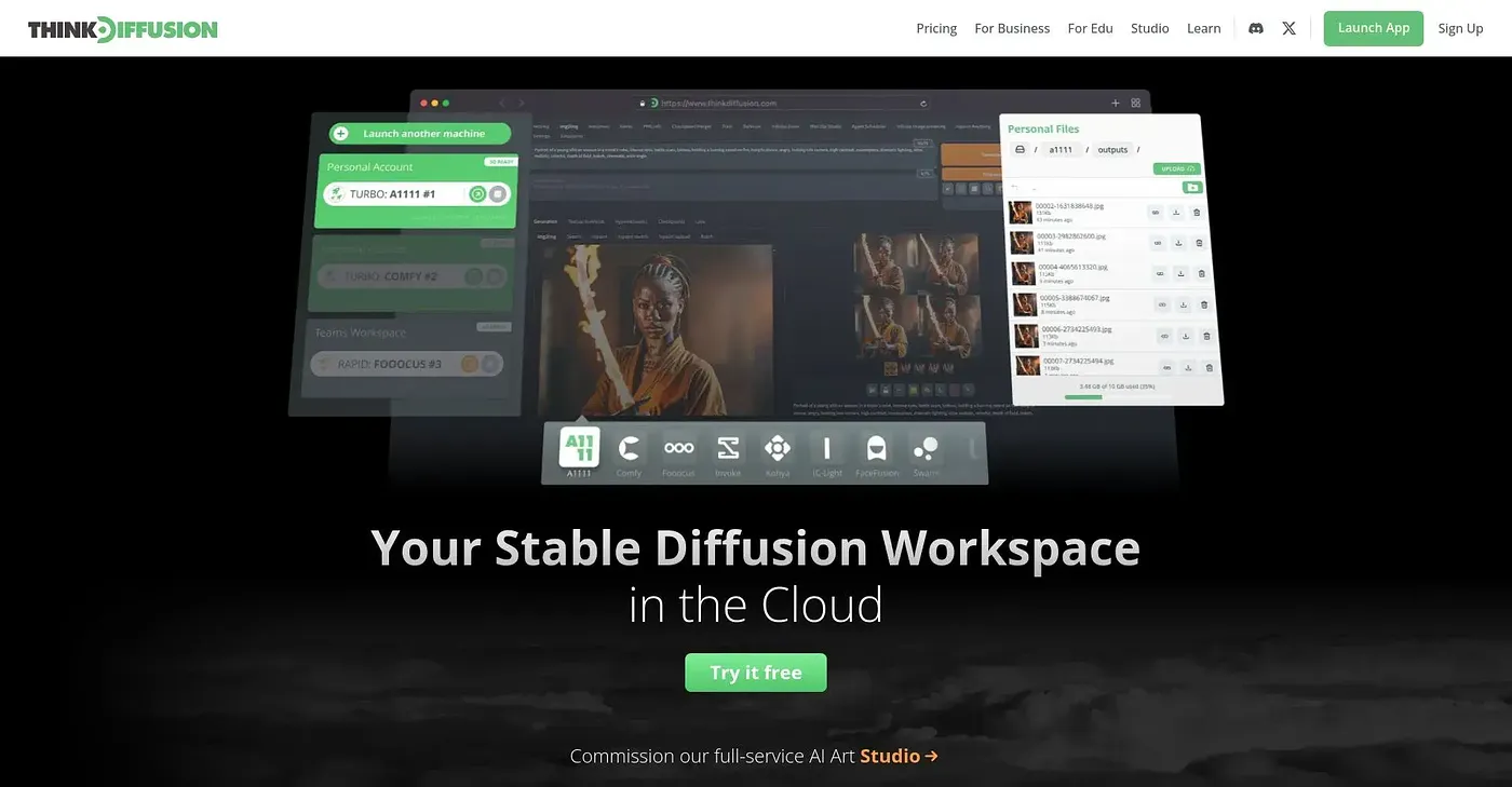 Screenshot of ThinkDiffusion