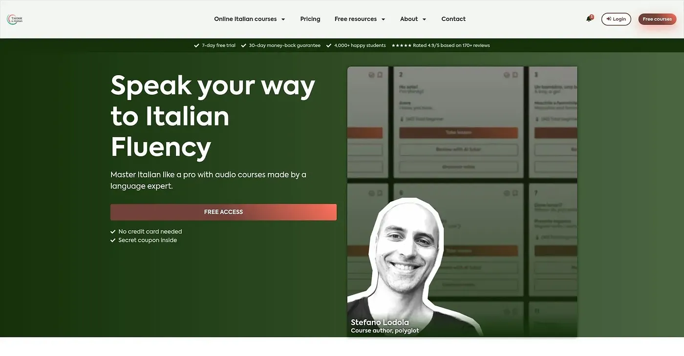 Screenshot of Thinkin Italian