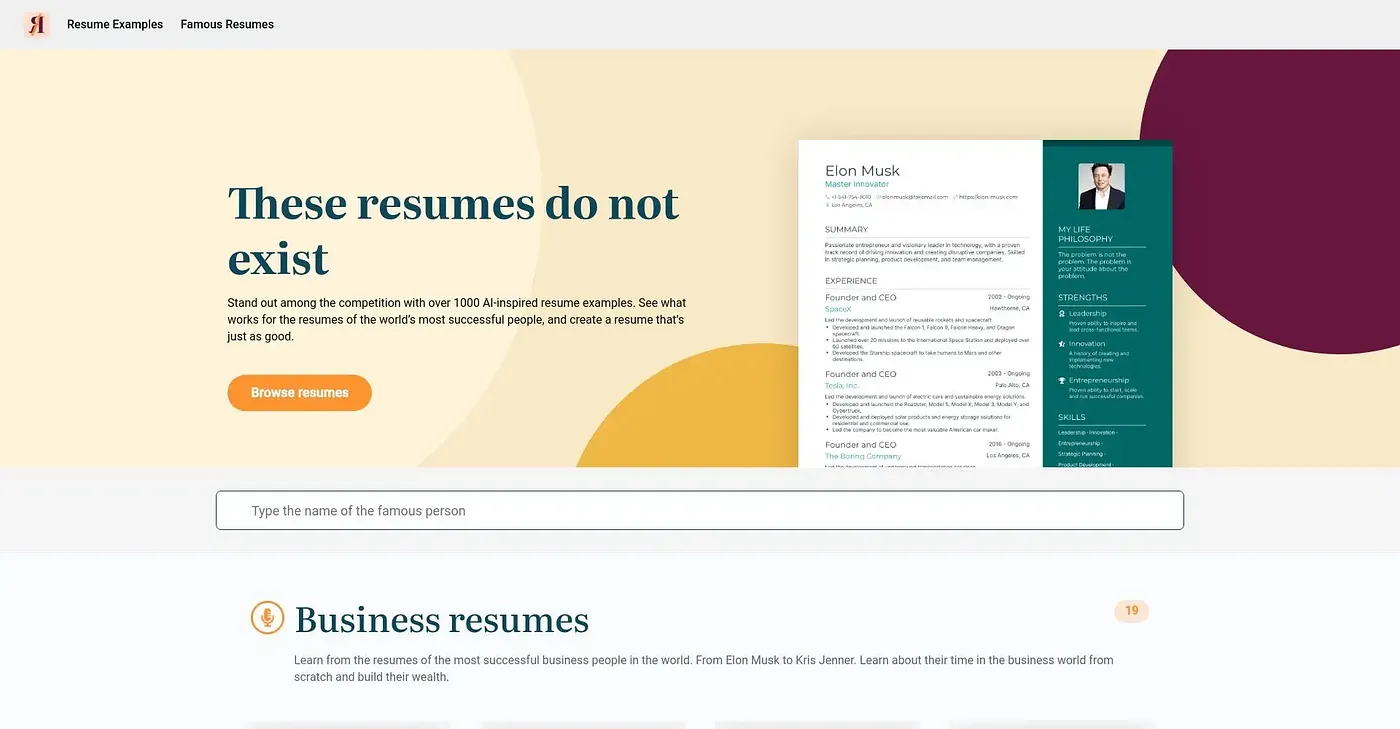 Screenshot of This Resume Does Not Exist