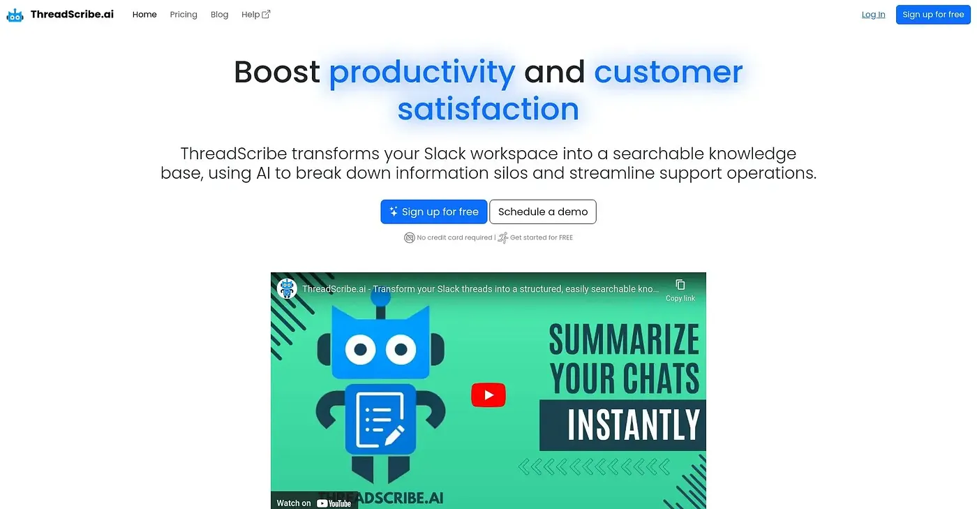 Screenshot of Threadscribe AI