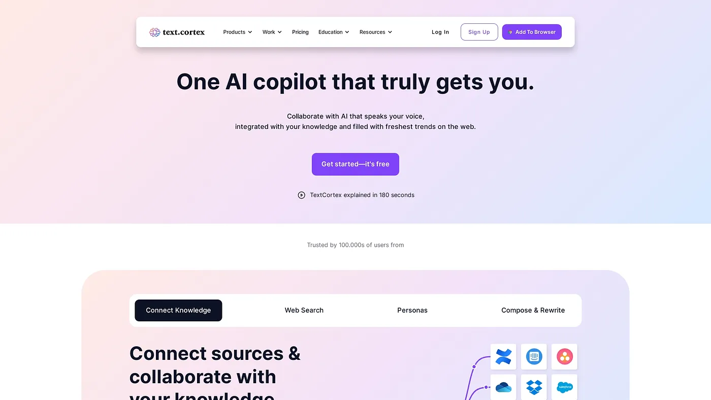 Screenshot of TextCortex