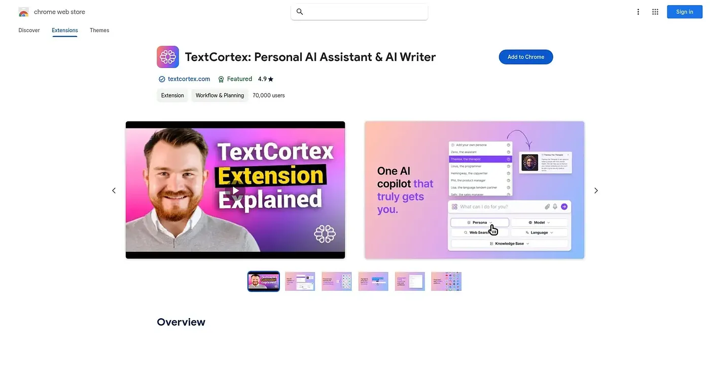 Screenshot of TextCortex Personal AI