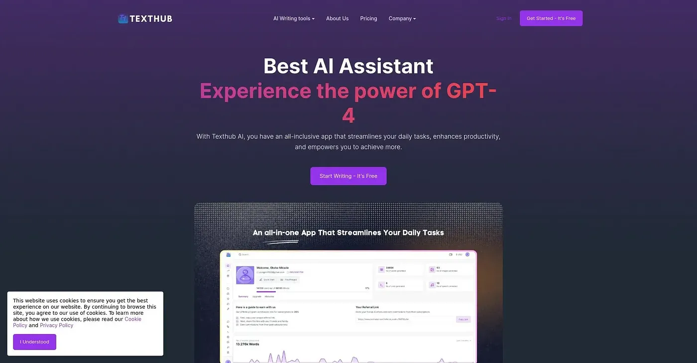 Screenshot of TextHubai