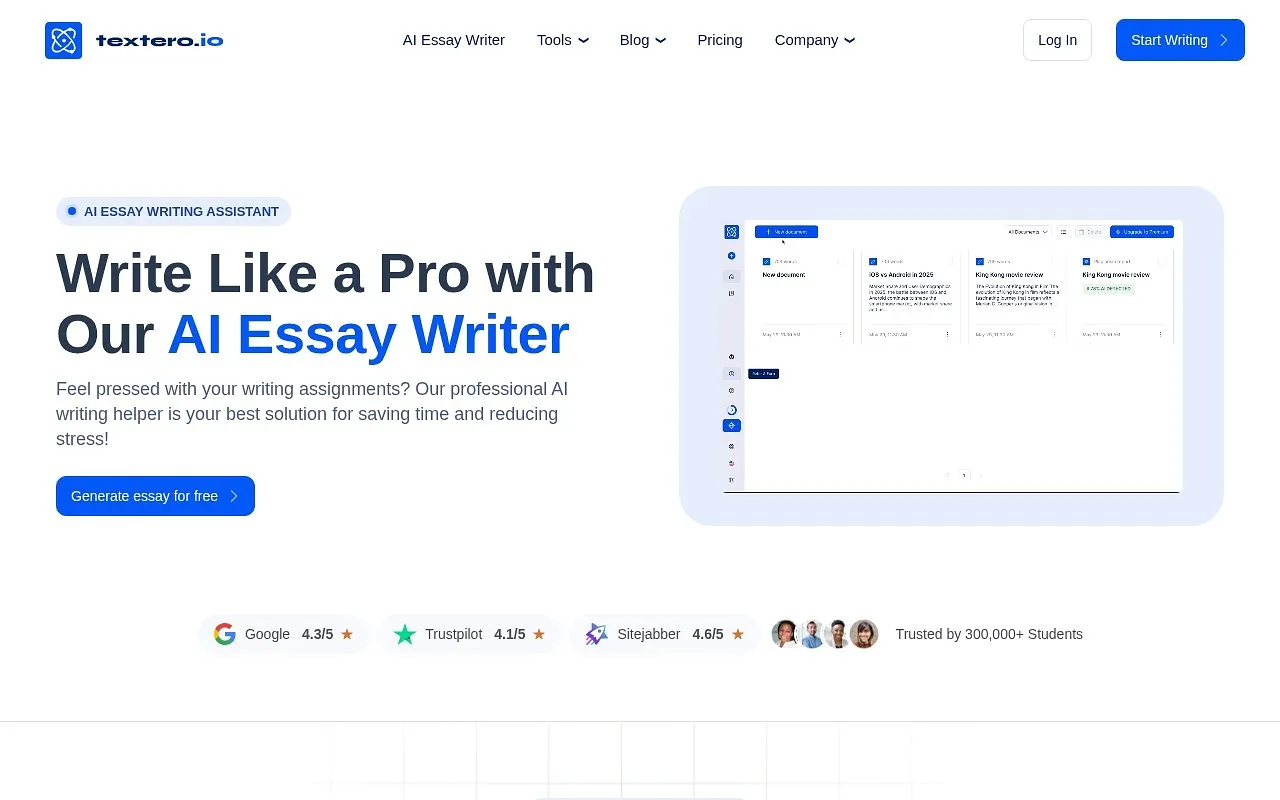 Screenshot of Textero AI