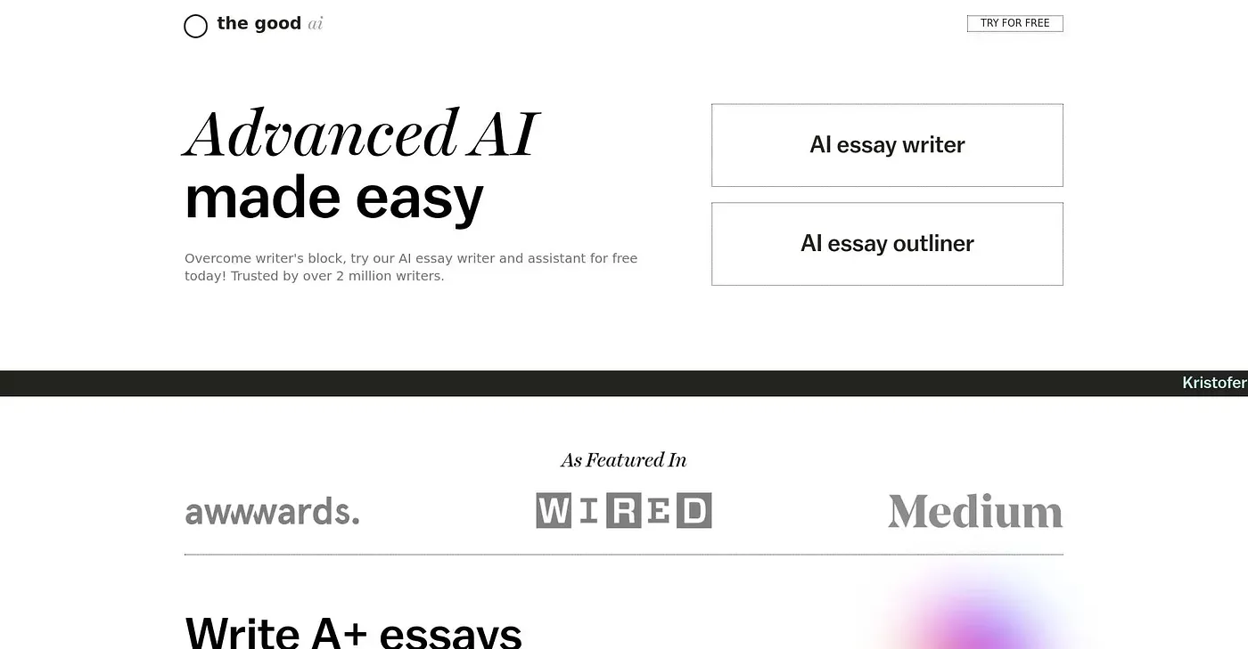 Screenshot of The Good AI