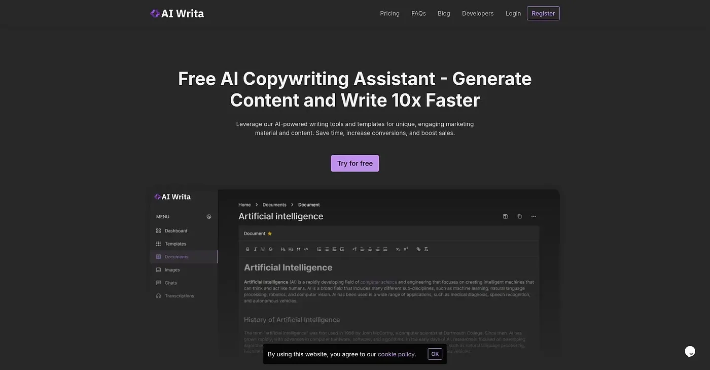 Screenshot of Aiwrita