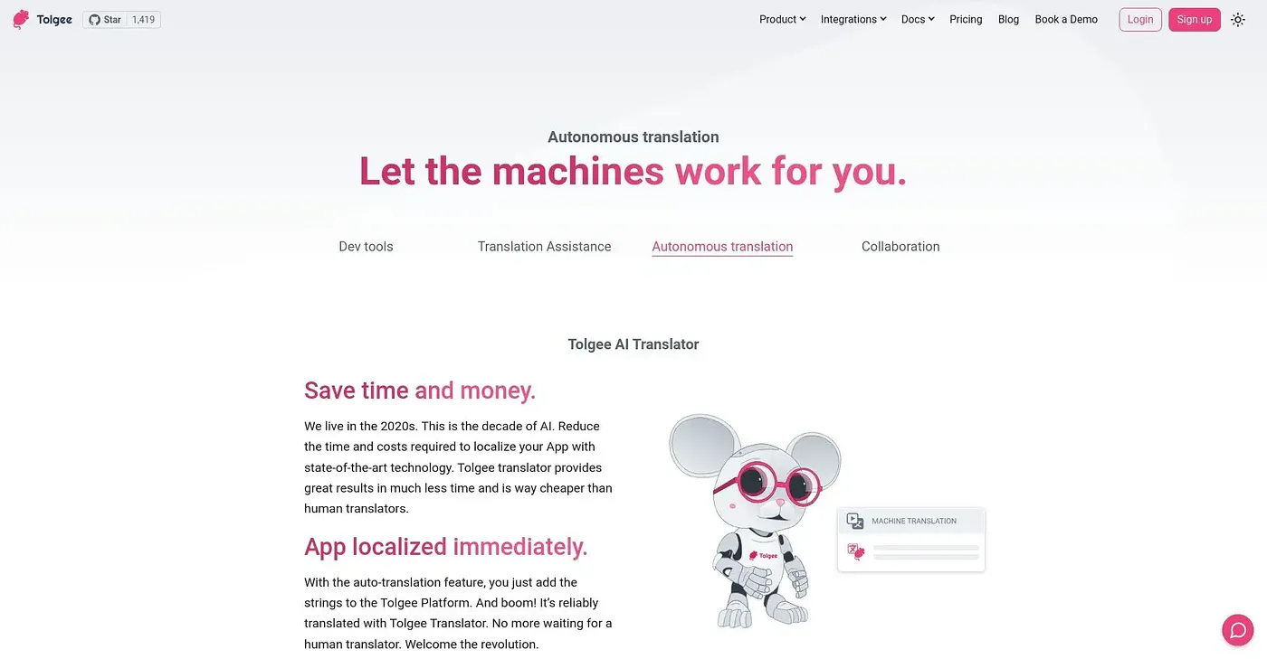 Screenshot of Tolgee