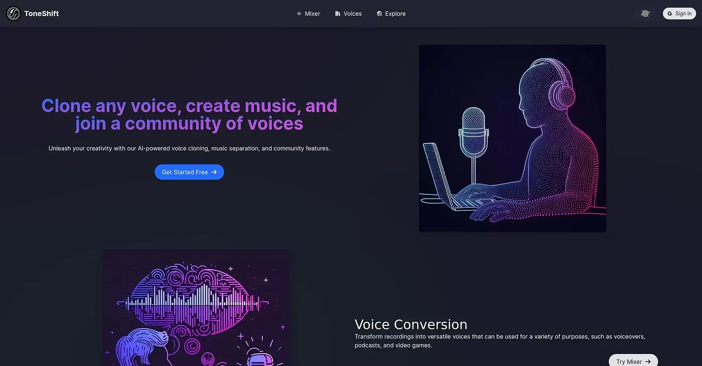 Screenshot of Toneshift