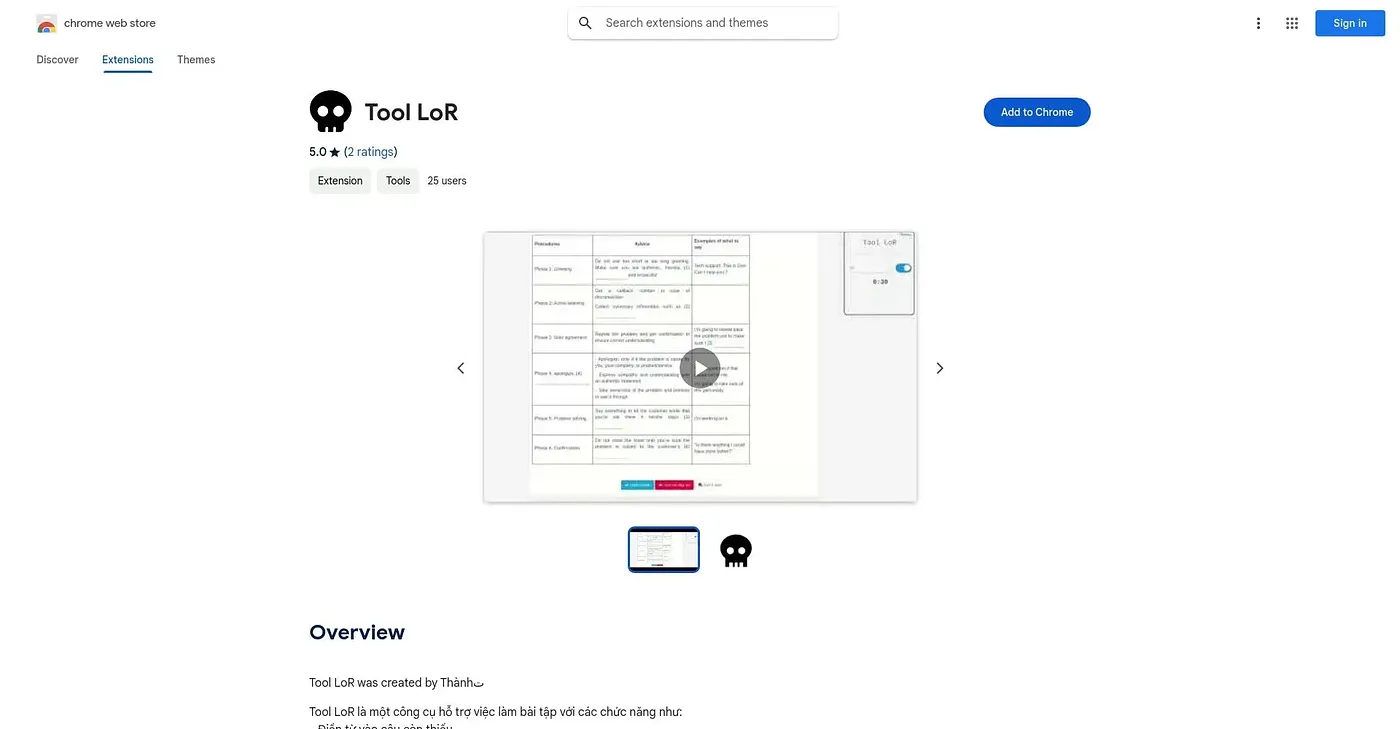 Screenshot of Tool LoR