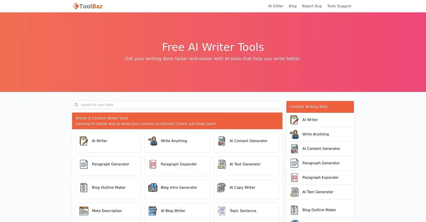 Screenshot of Toolbaz
