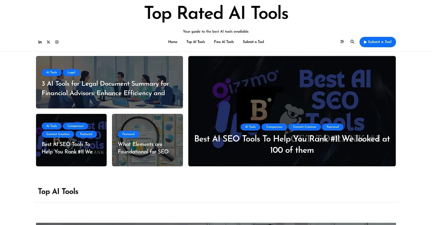 Screenshot of Top AI Tools