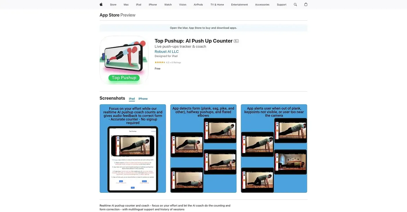 Screenshot of Top Pushup: AI Push Up Counter