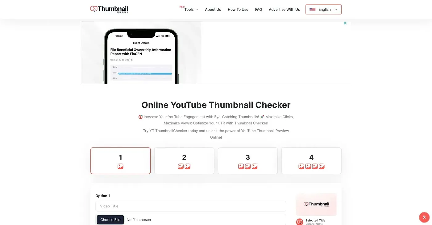 Screenshot of Thumbnail Checker