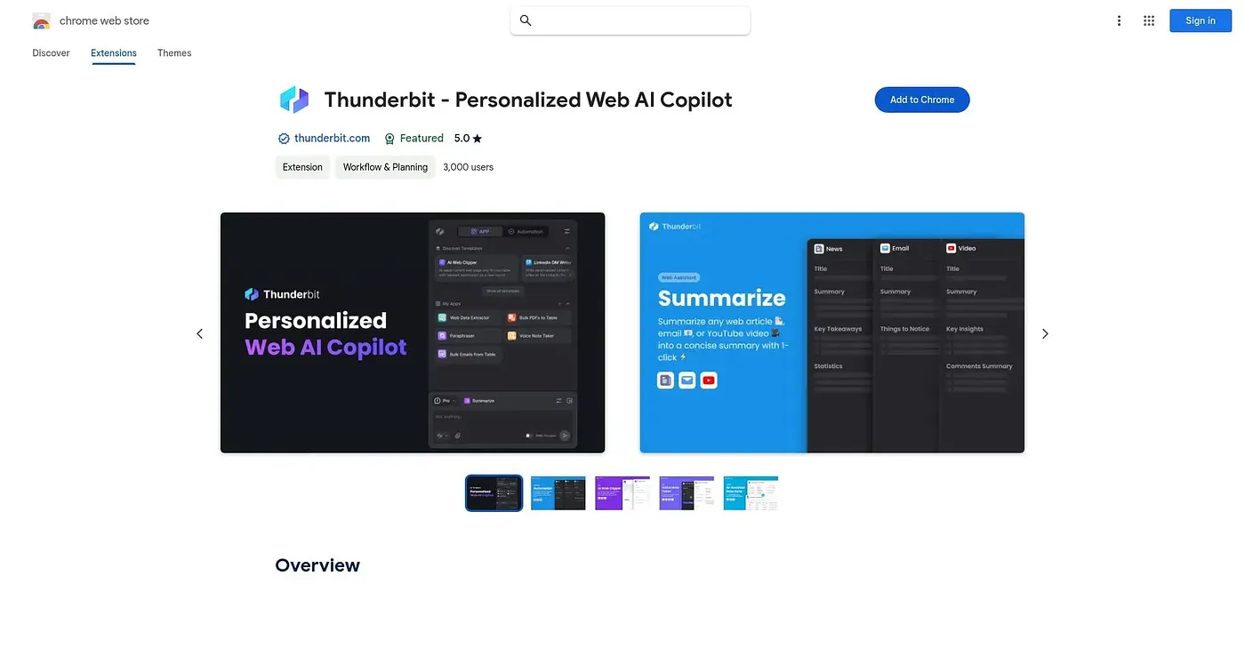 Screenshot of Thunderbit Chrome Extension