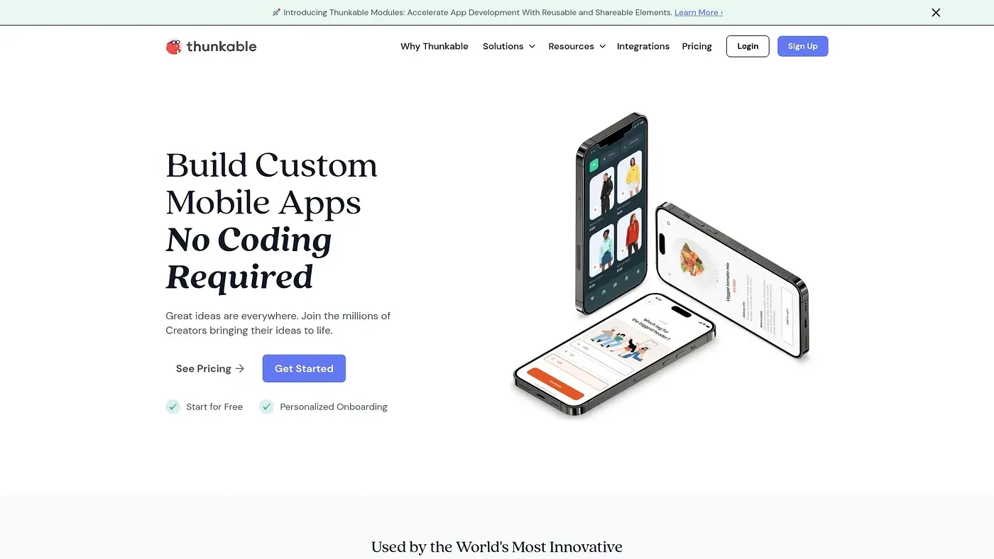 Screenshot of Thunkable