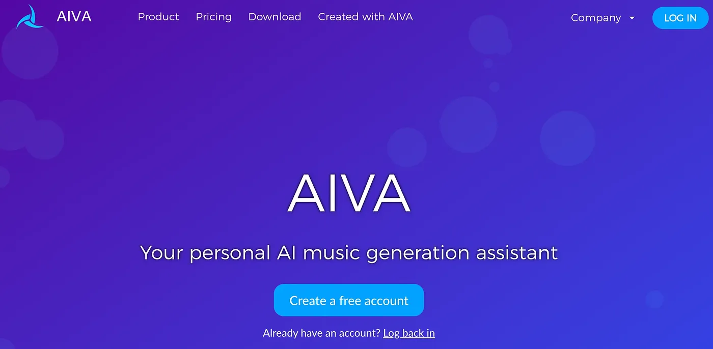 Screenshot of Aiva AI