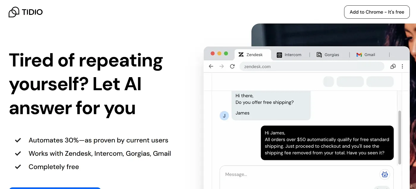 Screenshot of Tidio Copilot