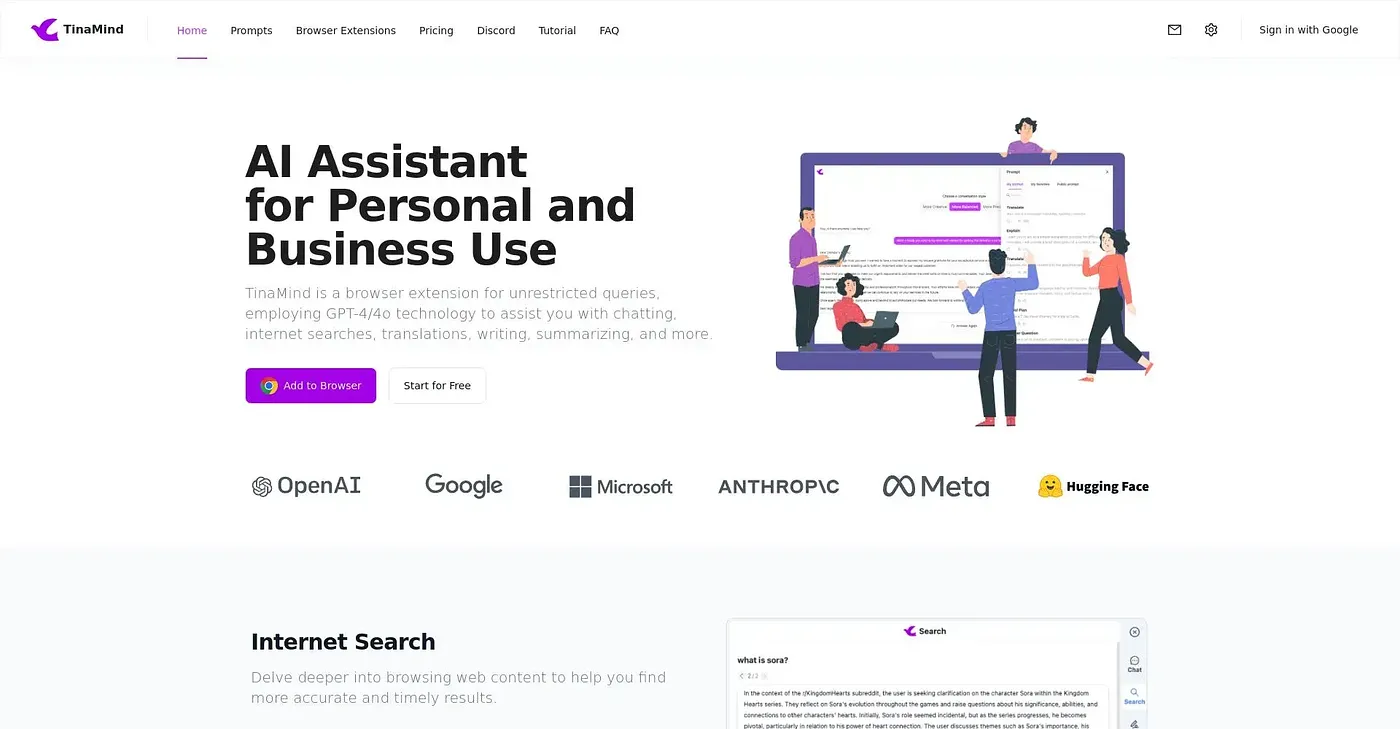 Screenshot of TinaMind Chrome Extension