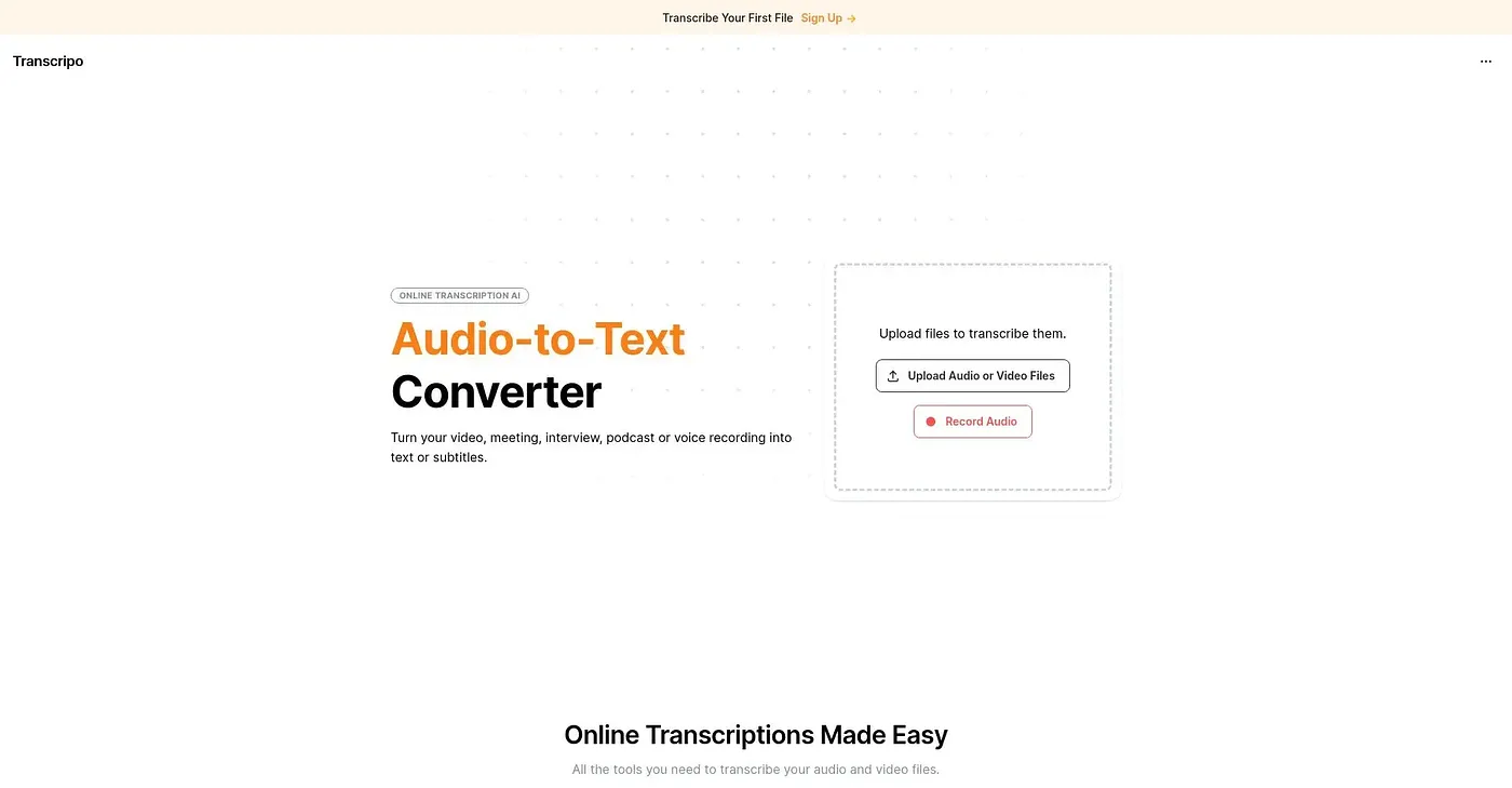 Screenshot of Transcripo