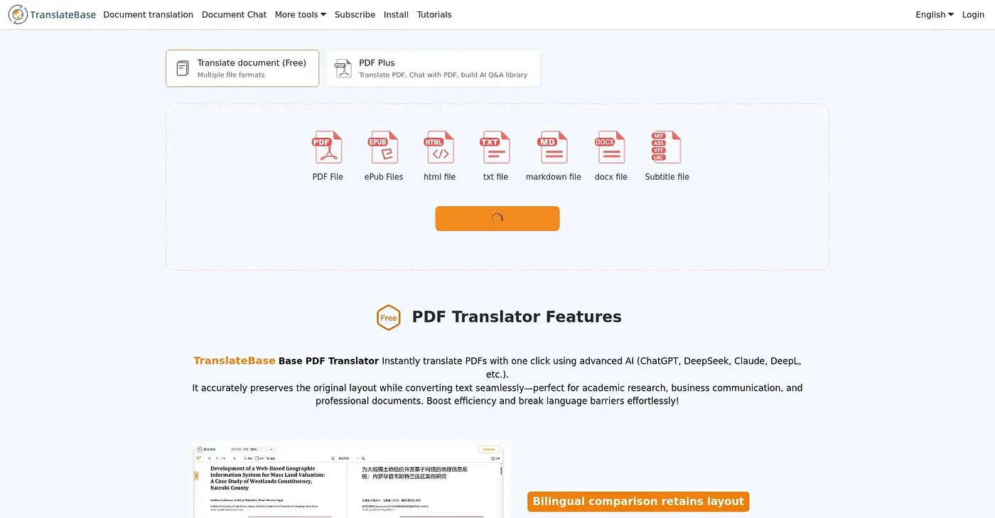 Screenshot of TranslateBase