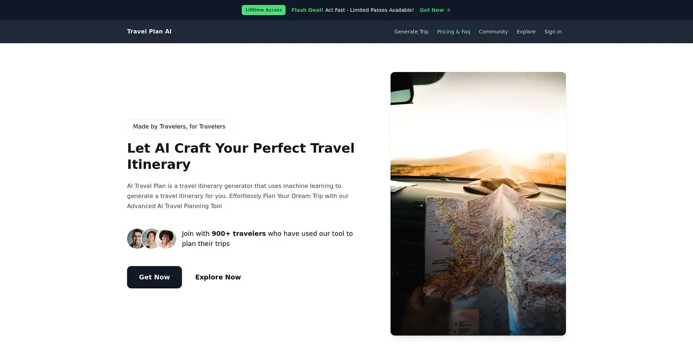 Screenshot of Travel Plan AI