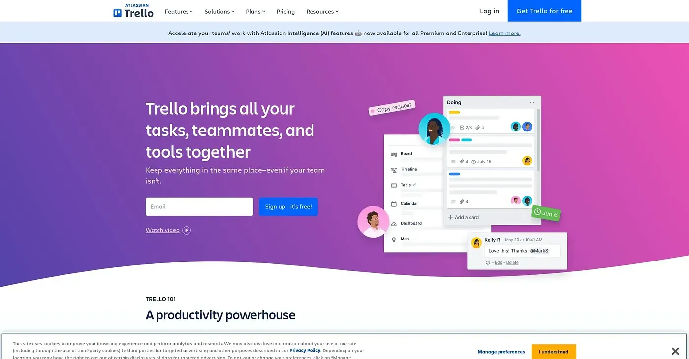 Screenshot of Trello